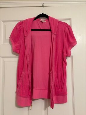 Juicy Couture Hot Pink Velour Hoodie Top